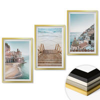 WANDBILDER 3er Set - 40x60 cm Goldrahmen - Sommerliche Strandansichten in Pastellfarben - Goldfarben, Kunststoff (40/60cm) - ArtPrintCave