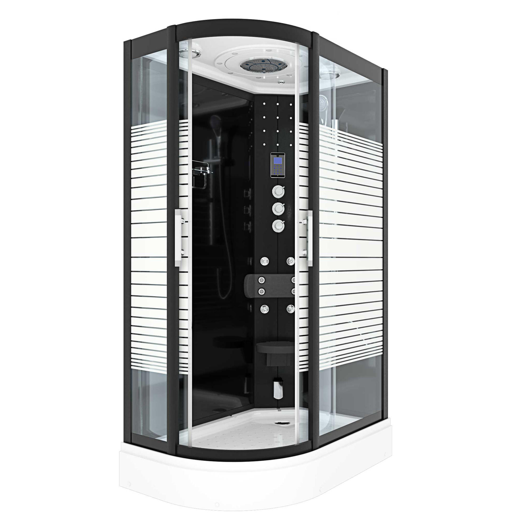 DAMPFDUSCHE Sauna Duschkabine D30-73M3L 120x80 cm - Schwarz, Glas/Kunststoff (120/80/215cm) - AcquaVapore by Sandra Jentho