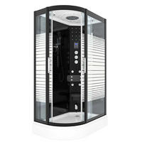 DAMPFDUSCHE Sauna Duschkabine D30-73M3L 120x80 cm - Schwarz, Glas/Kunststoff (120/80/215cm) - AcquaVapore by Sandra Jentho