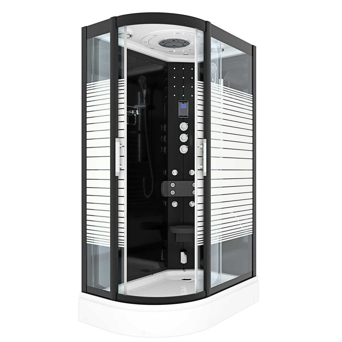 DAMPFDUSCHE Sauna Duschkabine D30-73M3L 120x80 cm - Schwarz, Glas/Kunststoff (120/80/215cm) - AcquaVapore by Sandra Jentho