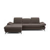 ECKSOFA FELICE L-S Braun Geflochtener Stoff mit Schlaffunktion - Mokka, Holz (284/166cm) - MASSENO