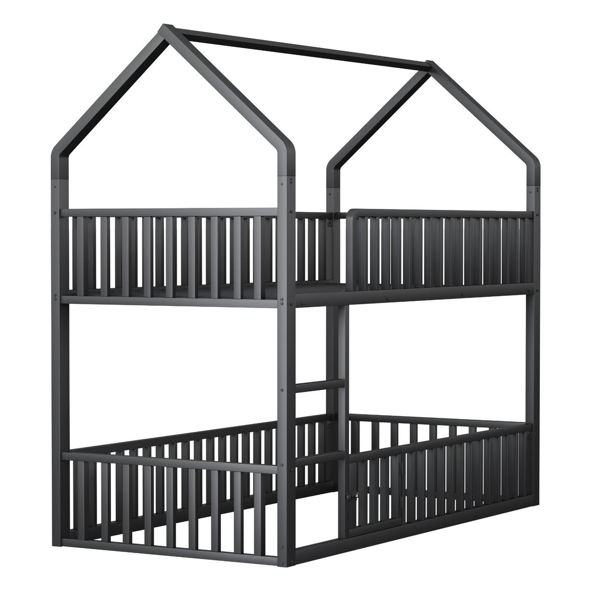 ETAGENBETT Metall Schwarz 90x200 cm 2-tlg. - Schwarz, Metall (90/200cm) - ComfortXL