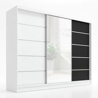 SCHWEBETÜRENSCHRANK 200 cm AURELIA 1 Farbe: Weiß, Weiß,Schwarz - Schwarz/Weiß, Holzwerkstoff (200/215/60cm) - A&J MöbelLand