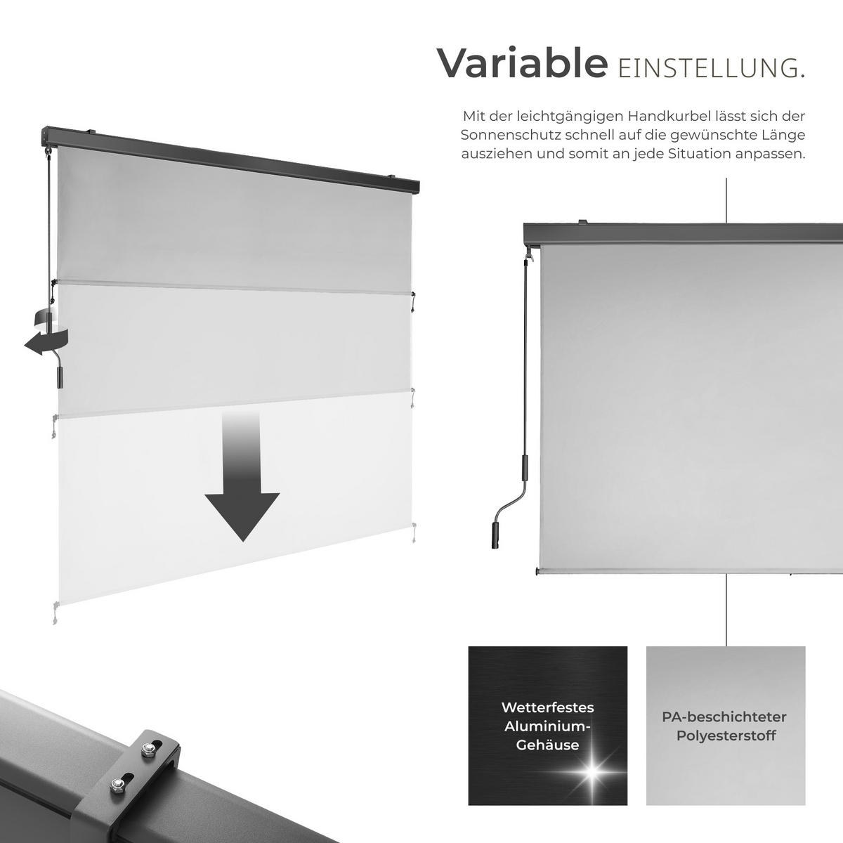 SENKRECHTMARKISE Eloise, inkl. Wandhaltern, hellgrau - Hellgrau, Textil (200/250cm) - tectake