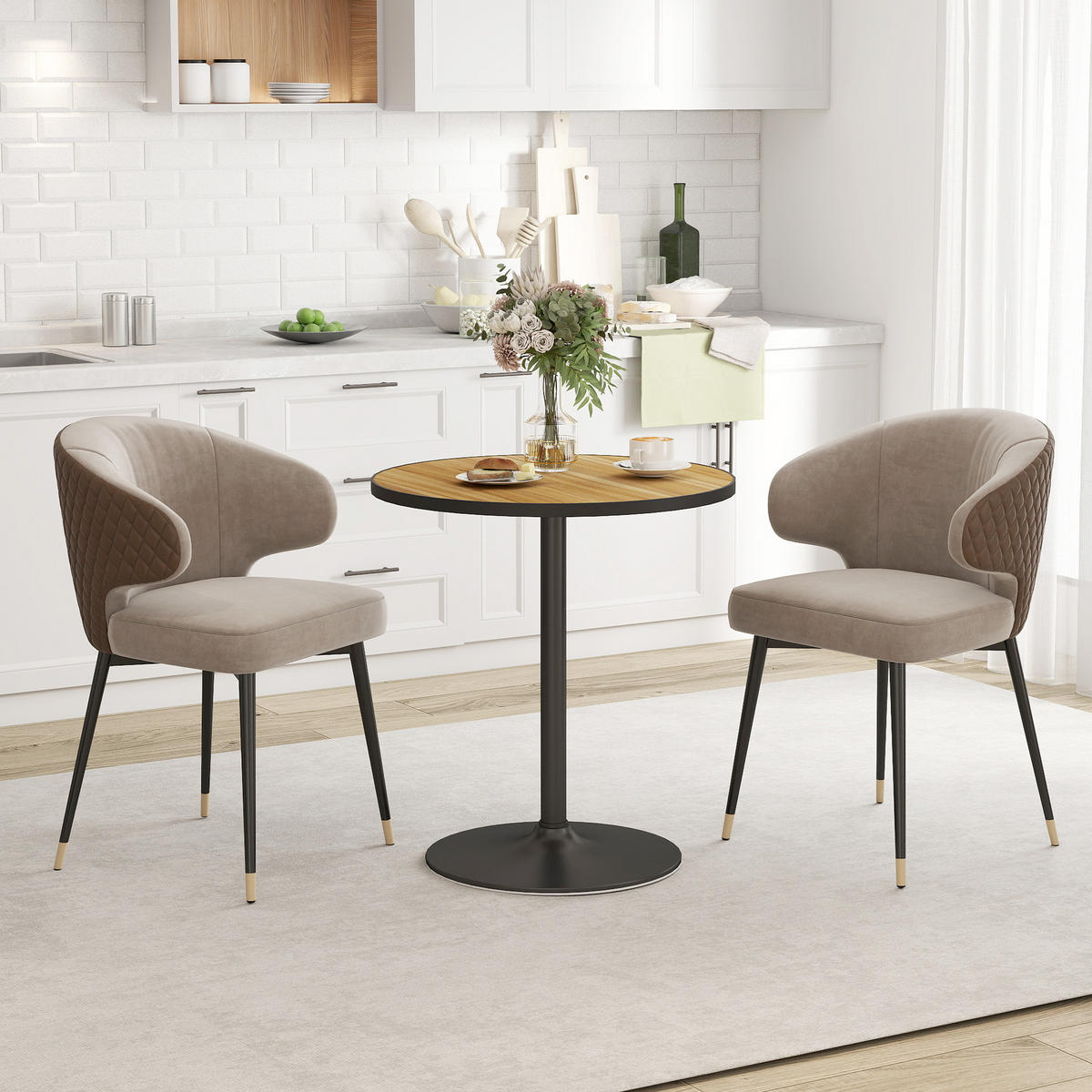 ESSTISCH, Runder Küchentisch, Moderner Esszimmertisch mit Holzoptikplatte, Eiche - Eichefarben, Holz (70/70/76cm) - HOMCOM