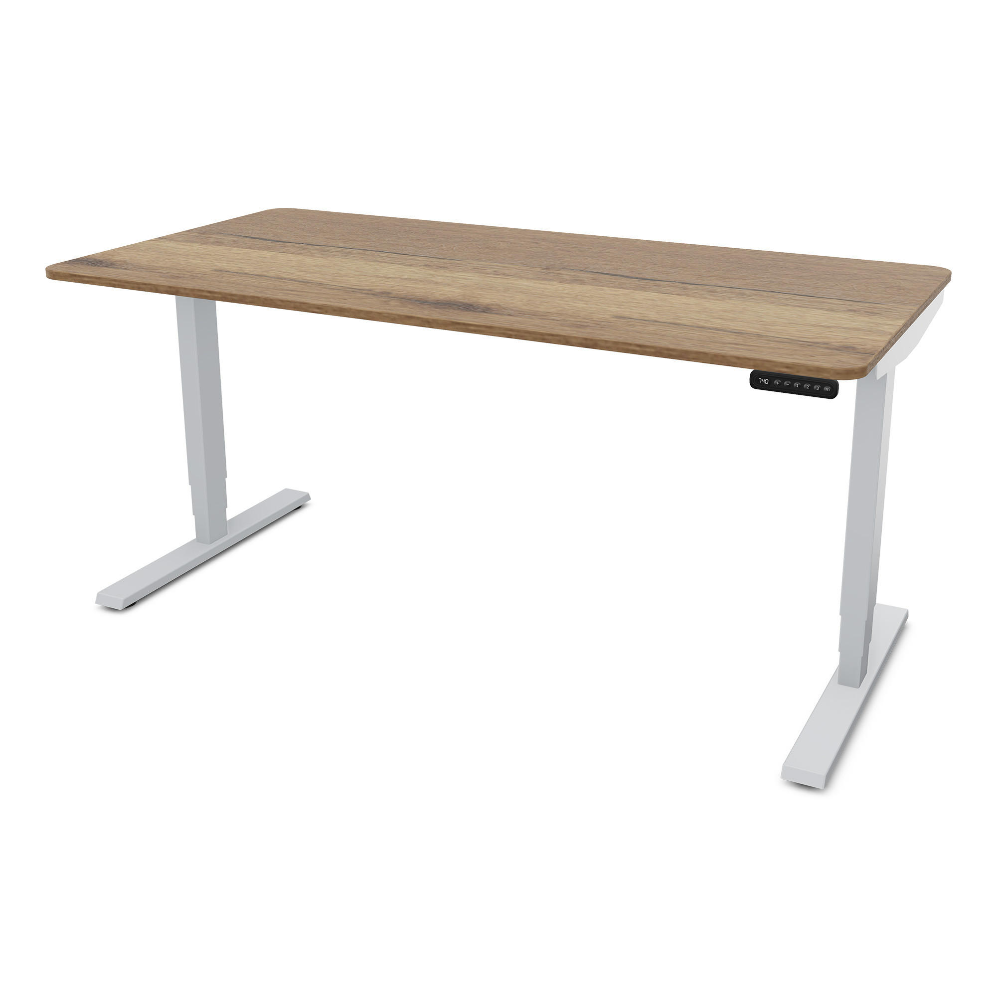 SCHREIBTISCH Elektrisch höhenverstellbarer Schreibtisch Y-Line Curved Eiche Tabak Weißaluminium 160/70/62-127cm - Weiß Hochglanz/Silberfarben, Holzwerkstoff/Metall (70/160/127cm) - ASSMANN
