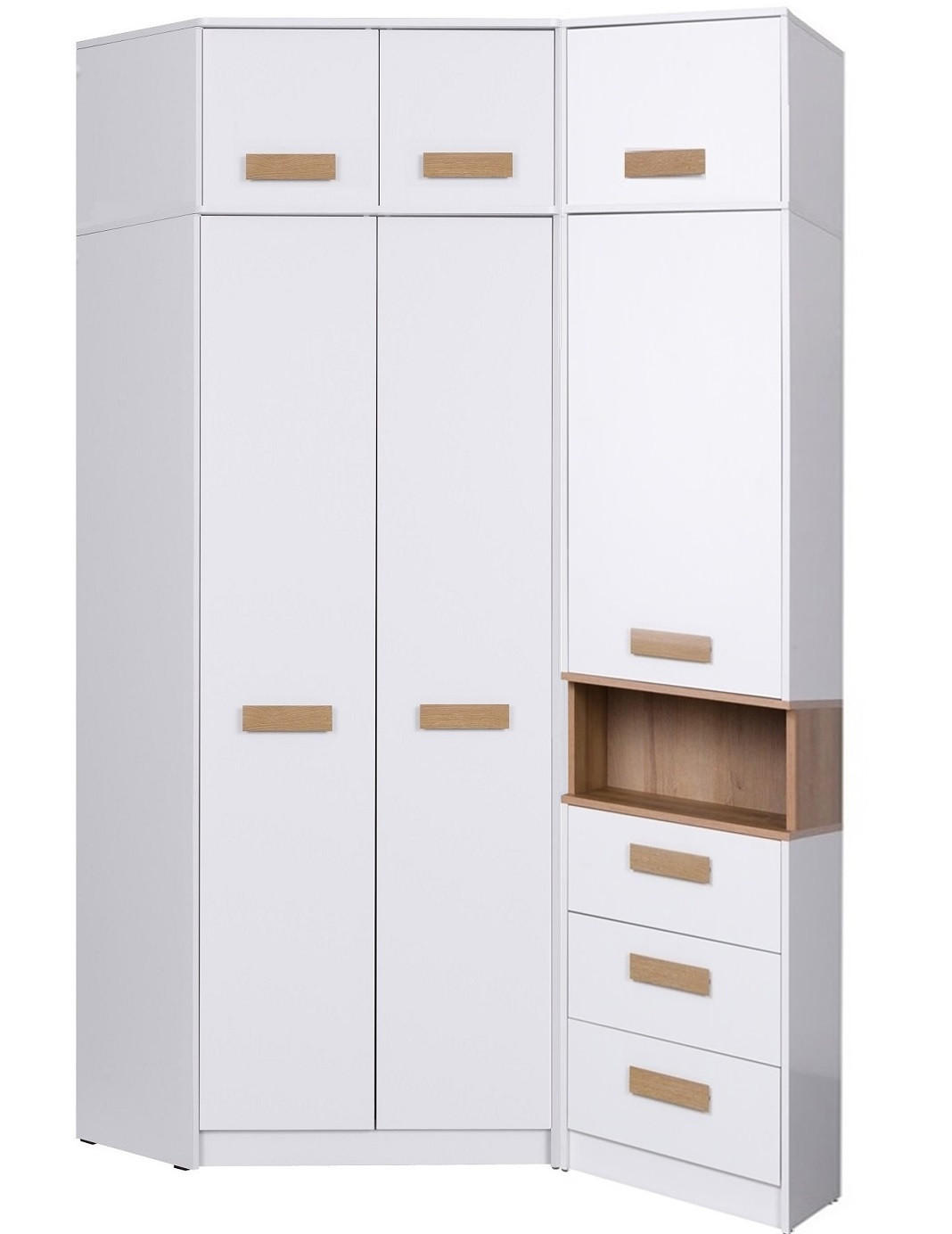 ECKKLEIDERSCHRANK REGAL GRANT SET 12/B WEIß 143/235/91 - Weiß, Holzwerkstoff (143/235/91cm) - Marmex Möbel