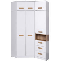 ECKKLEIDERSCHRANK REGAL GRANT SET 12/B WEIß 143/235/91 - Weiß, Holzwerkstoff (143/235/91cm) - Marmex Möbel