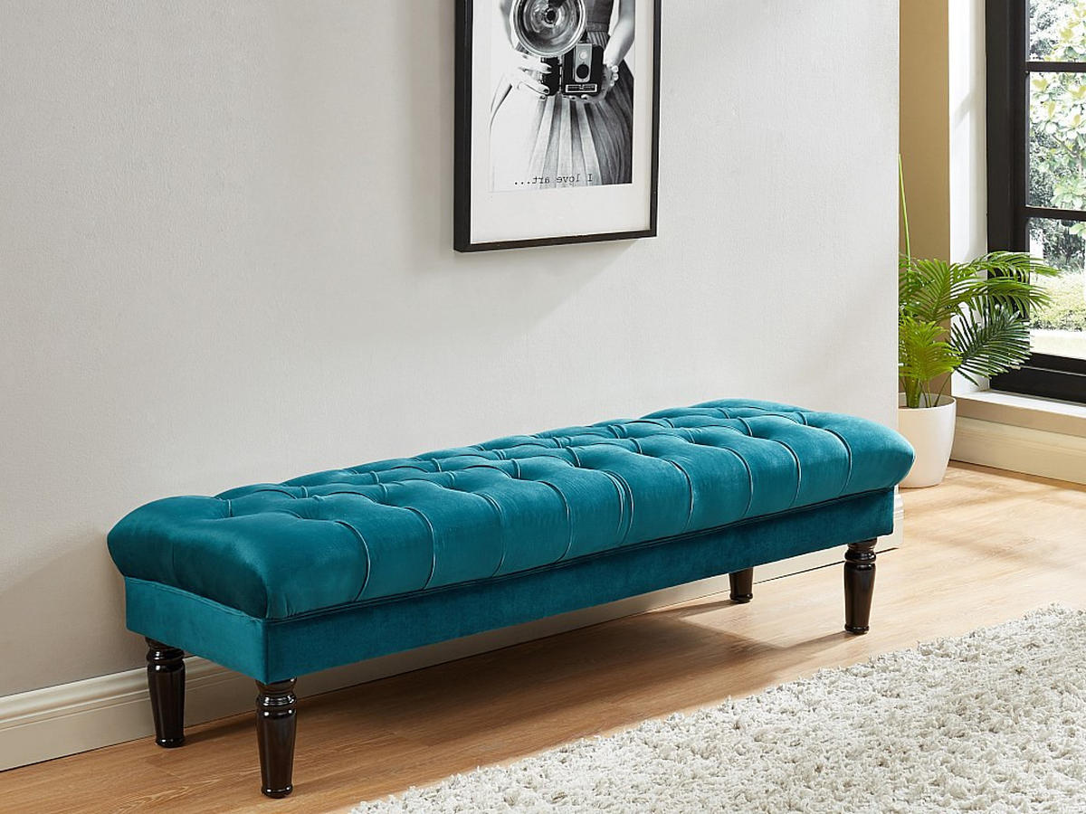 SITZBANK - 1 -Sitzer - Samt - blaugrün - RINALDO - Blau, Textil (160/46/50cm) - Vente-Unique