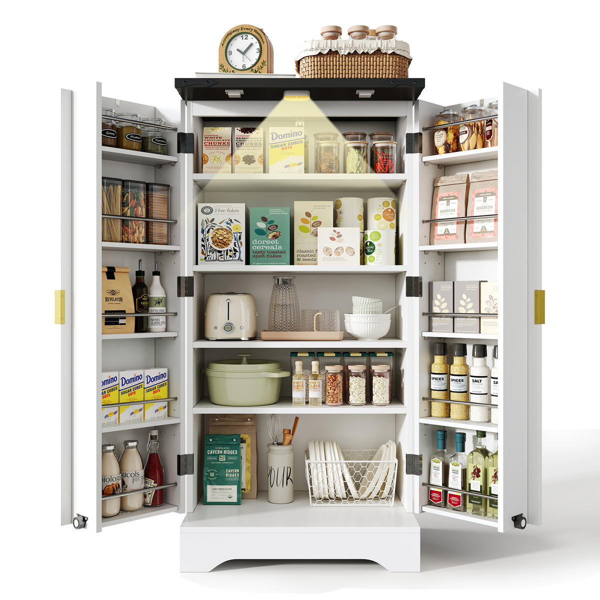 AUFBEWAHRUNGSSCHRANK 120x60,5x40cm weiß mit gerillten Türen & LED - Weiß, Holzwerkstoff (40/120/60.5cm) - Modfu