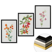 WANDBILDER 3er-Set - 40x60 cm Schwarzer Rahmen - Vintage-Retro-Blumenmalerei - Schwarz, Kunststoff (40/60cm) - ArtPrintCave