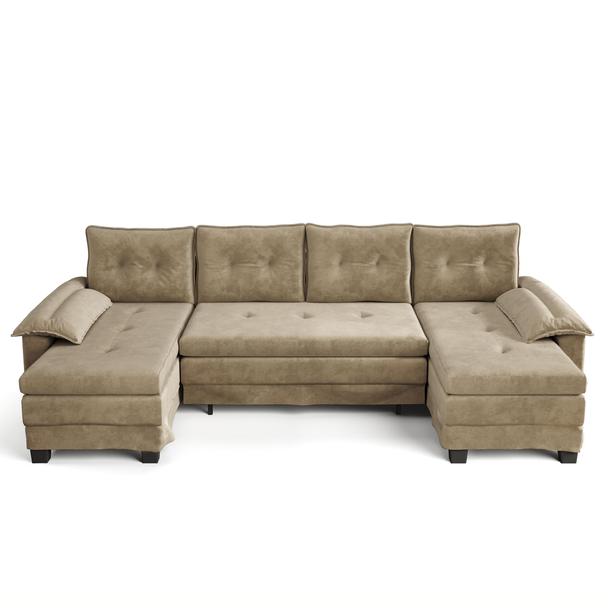 WOHNLANDSCHAFT Kamel 278/127/87 cm 4-Sitzer Modular mit USB-Ladefunktion - Cognac, Textil (278/87/127cm) - PANGIVO