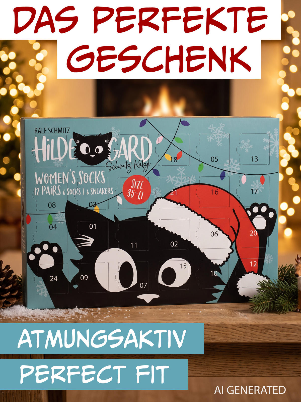 ADVENTSKALENDER Ralf Schmitz Hildegard mit 12 Paar Socken Größe 35-41 - Multicolor, Textil (37/5/26.5cm) - United Labels