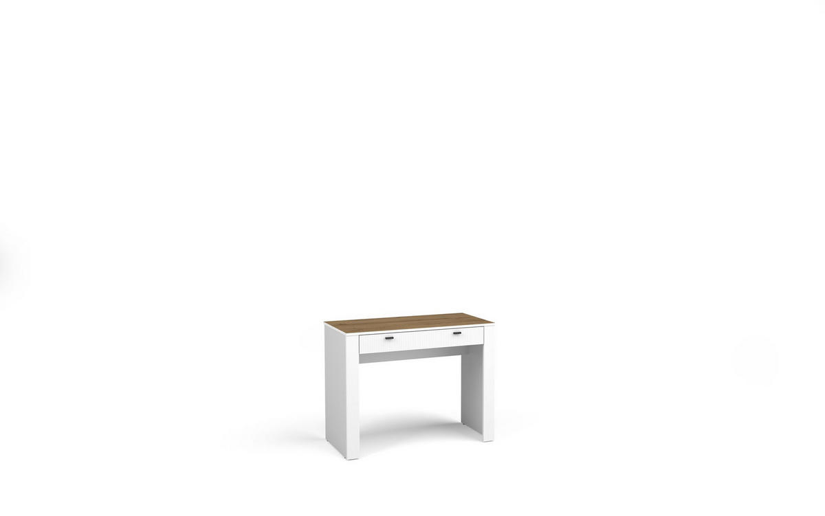 JUGENDZIMMER Mossa in Weiß & Eiche Whisky 5 teilig mit Polsterbett 120er Breite, Kleiderschrank Schreibtisch Highboard und Regal - Weiß, Holzwerkstoff (80/200/120cm)