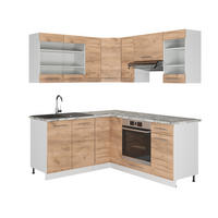 ECKKÜCHE Fame-Line Goldkraft Eiche/Weiß 160 x 190 cm, AP Marmor - Eiche Wotan/Weiß, Holzwerkstoff (190/81.6/60cm) - Vicco