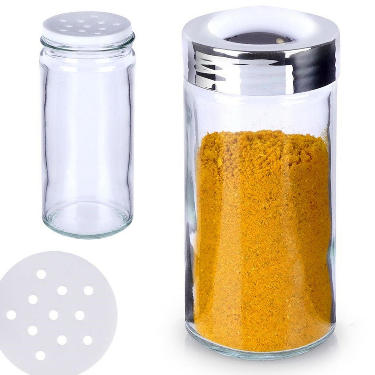 GEWÜRZDOSE Sieb 80 ml Silberfarben - Silberfarben, Glas (4/10/4cm) - Orion 