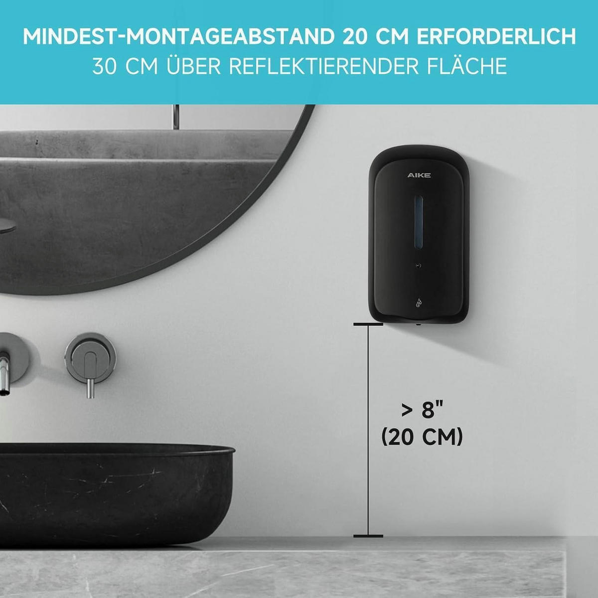 SEIFENSPENDER Wandmontiert 1000 ml Schwarz Manipulationssicher - Schwarz, Kunststoff (14.9/11.2/25.7cm)