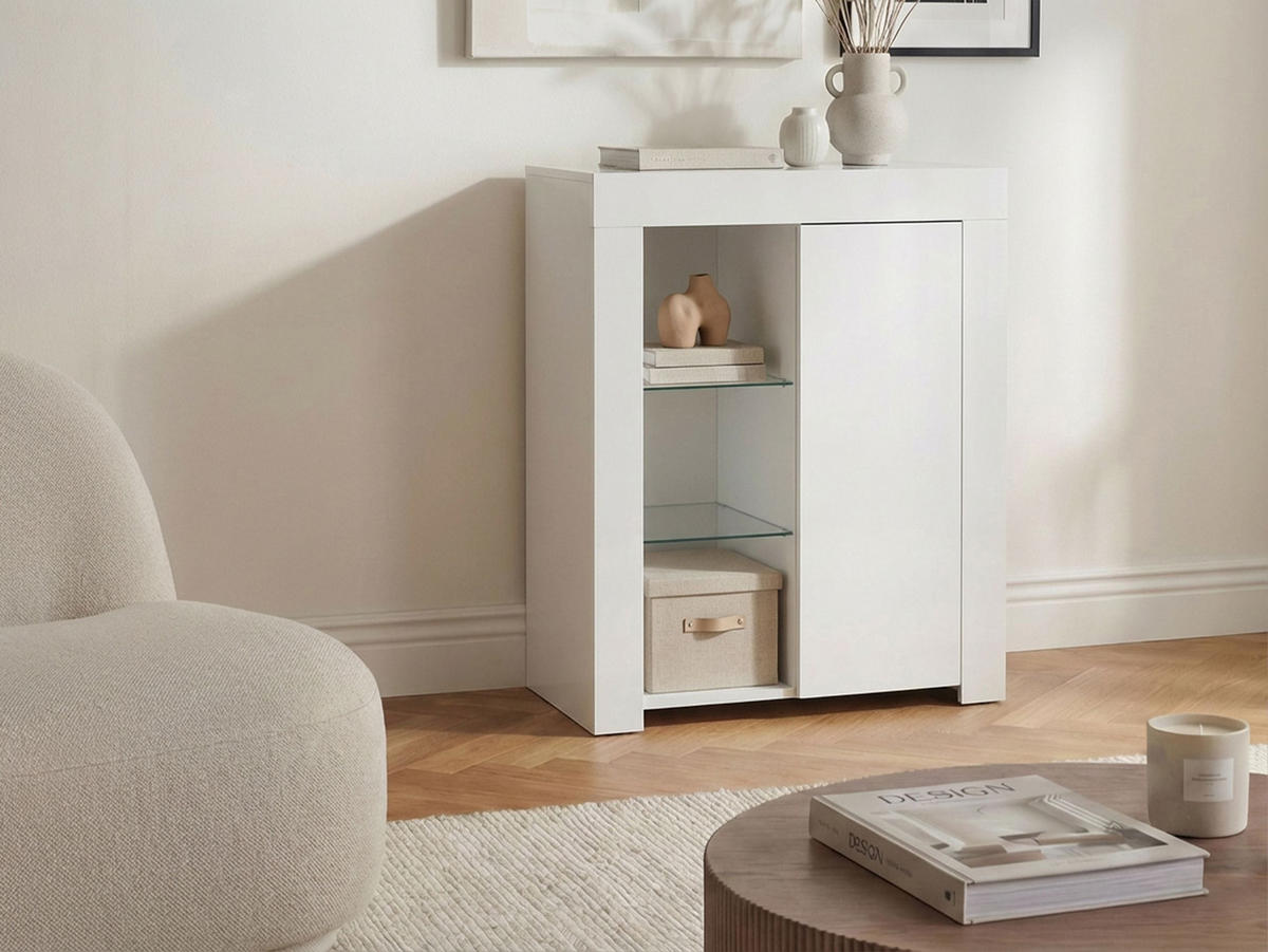 SIDEBOARD mit LED-Beleuchtung Weiß Kamloops - Weiß, Holzwerkstoff (75/84/35cm) - Beliani