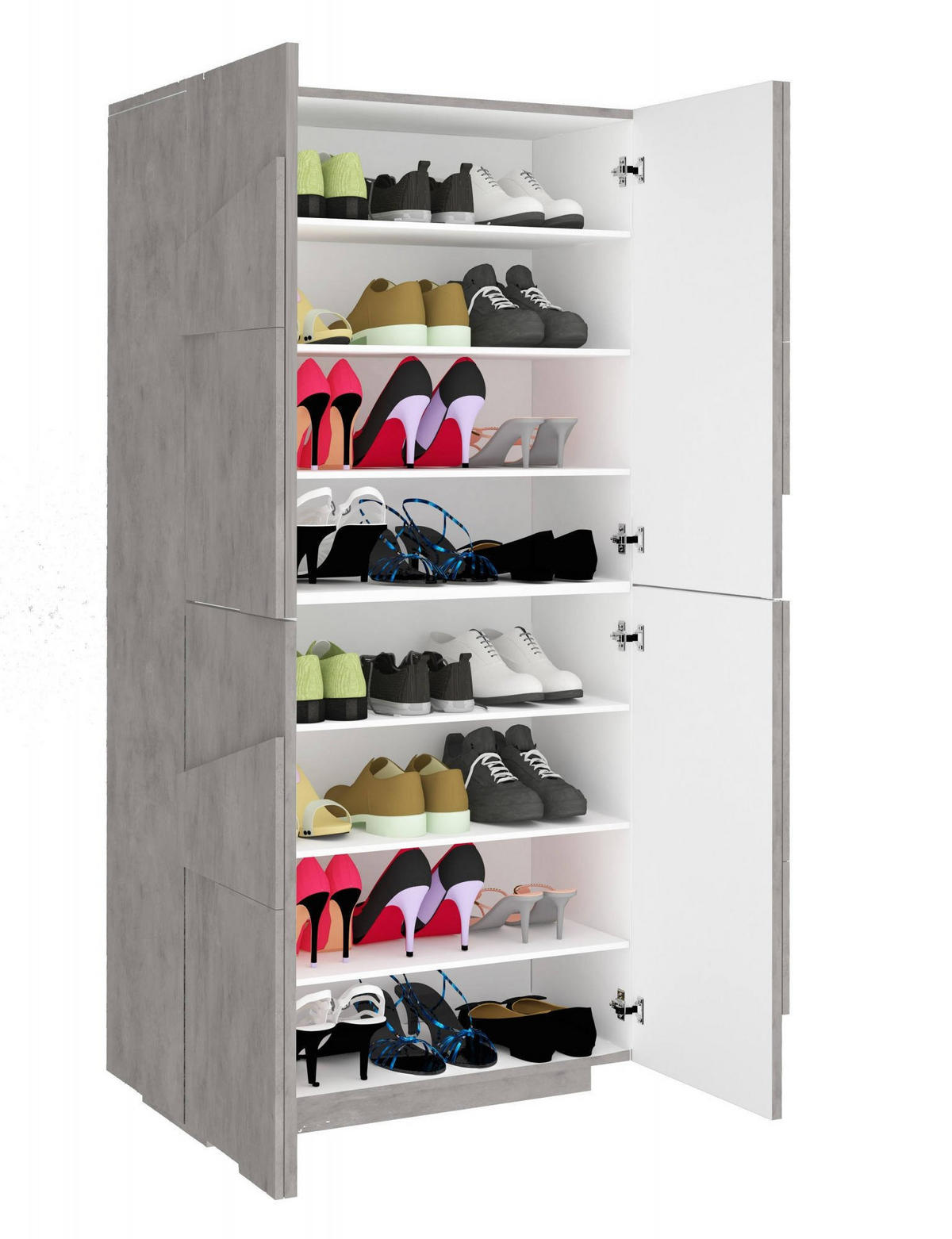 SCHUHSCHRANK Zement 38/81/167 cm - Grau, Holzwerkstoff (81/167/38cm) - DMORA