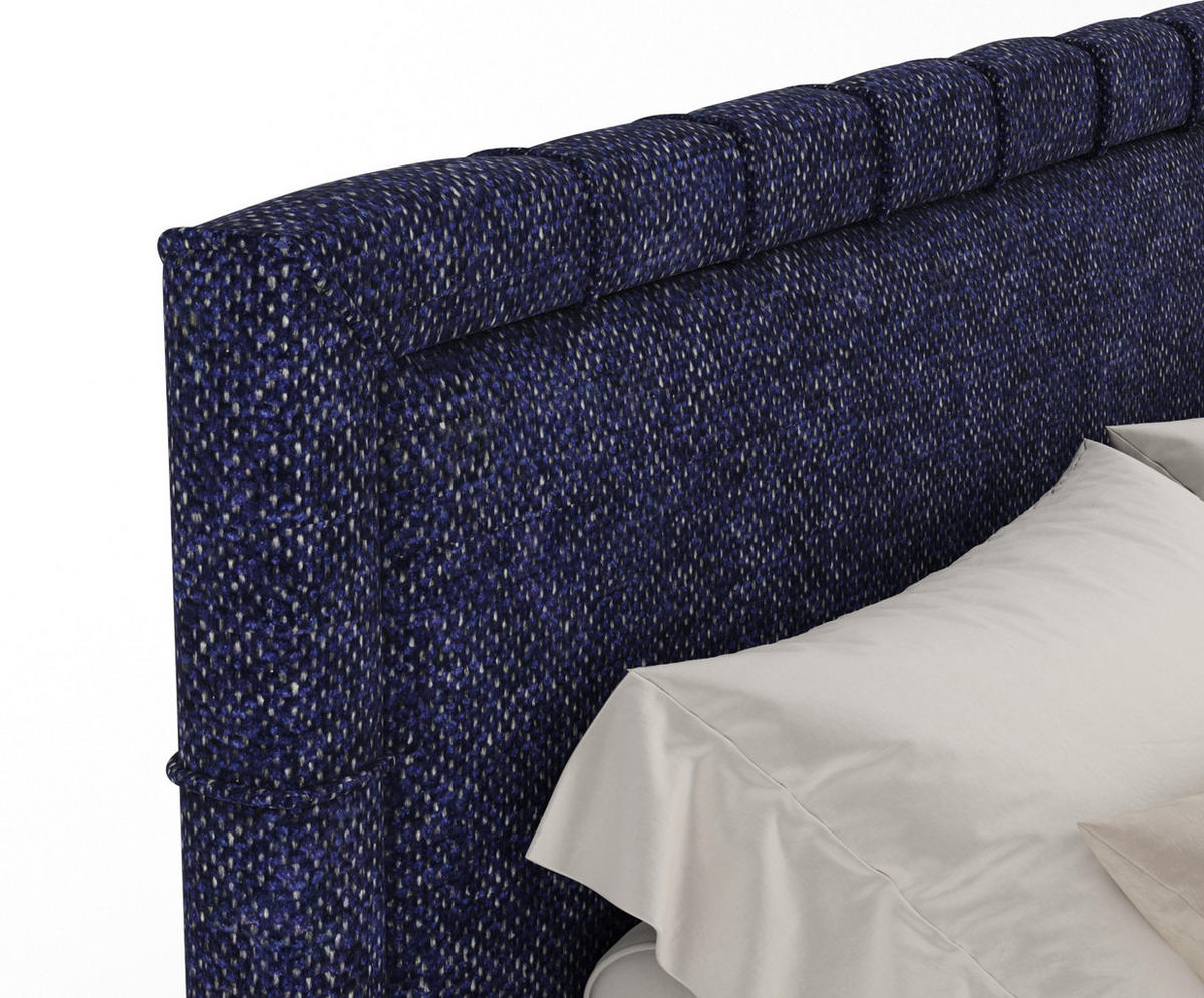 BOXSPRINGBETT Rosabel Marineblau 140/200 cm mit Matratze und Topper - Schwarz/Dunkelblau, Holz/Holzwerkstoff (140/200cm) - Maison de Reve