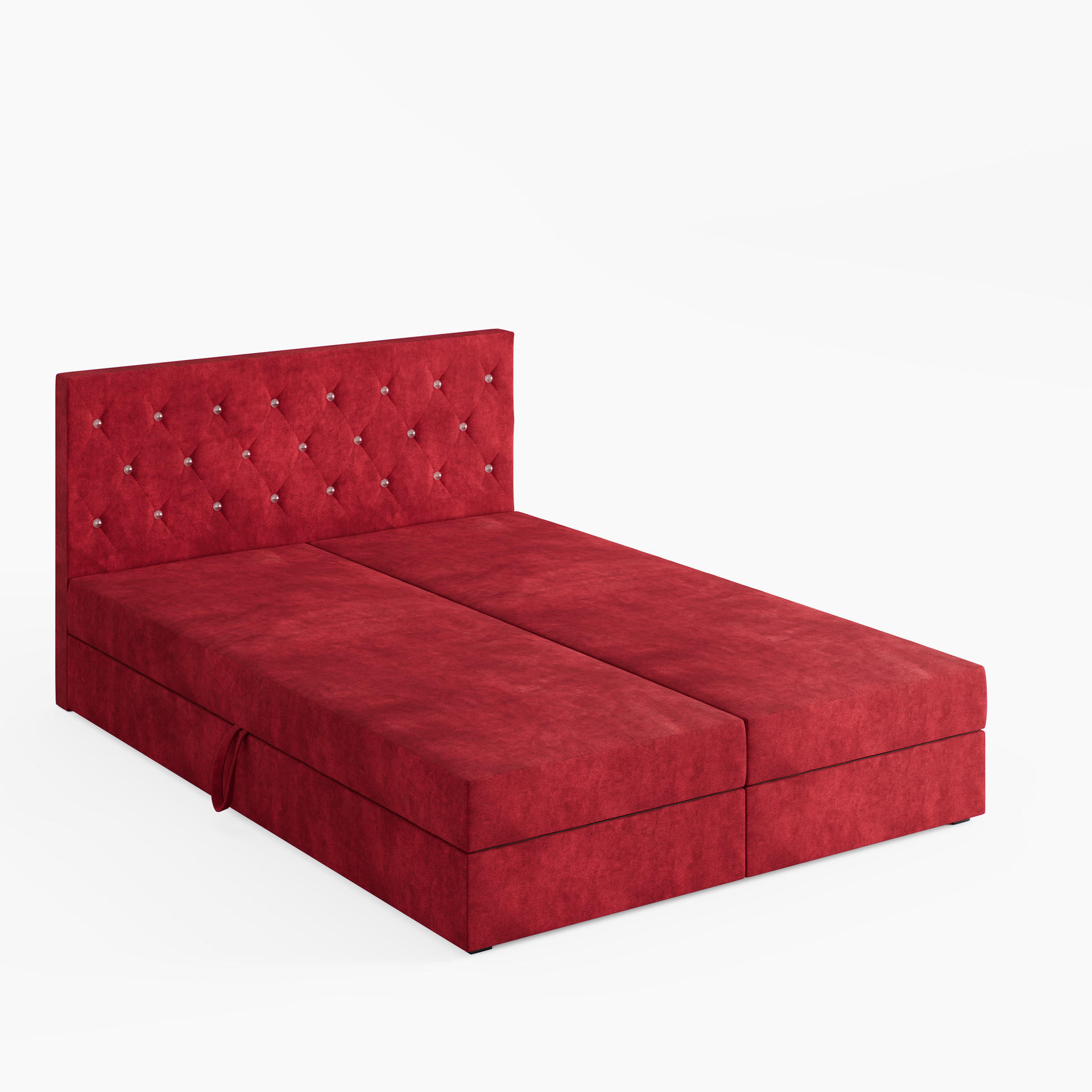 BOXBETT CRYSTAL 180/200 cm, in Rot, Premium Velours-Stoff, Bettkasten, Matratze, Topper - Rot, Textil (180/20cm) - Barchello