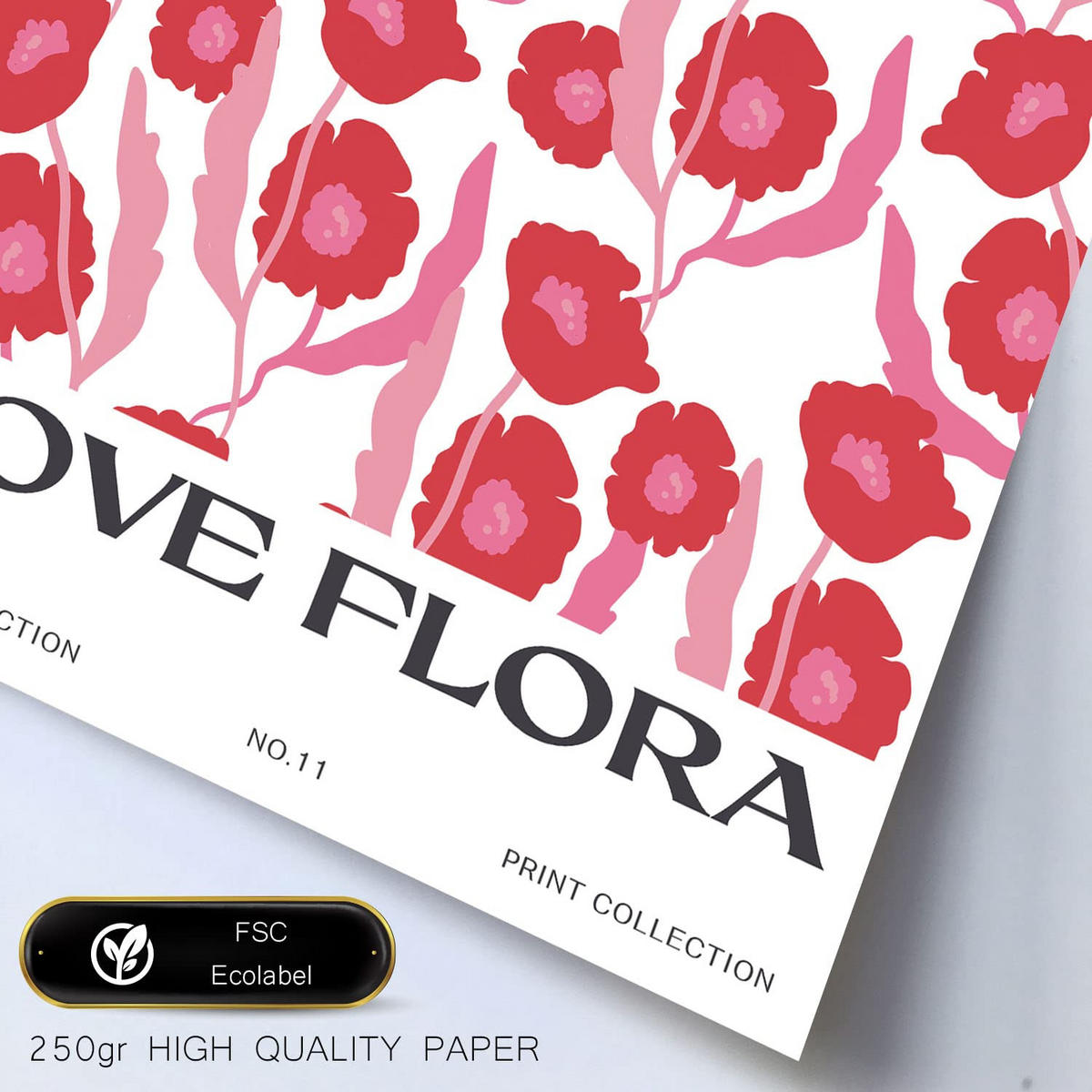 POSTER Set Mit 6 Blumenliebe Größe A3 & A4 Schwarzer Rahmen - Schwarz, Papier (29.7/1cm) - Nacnic