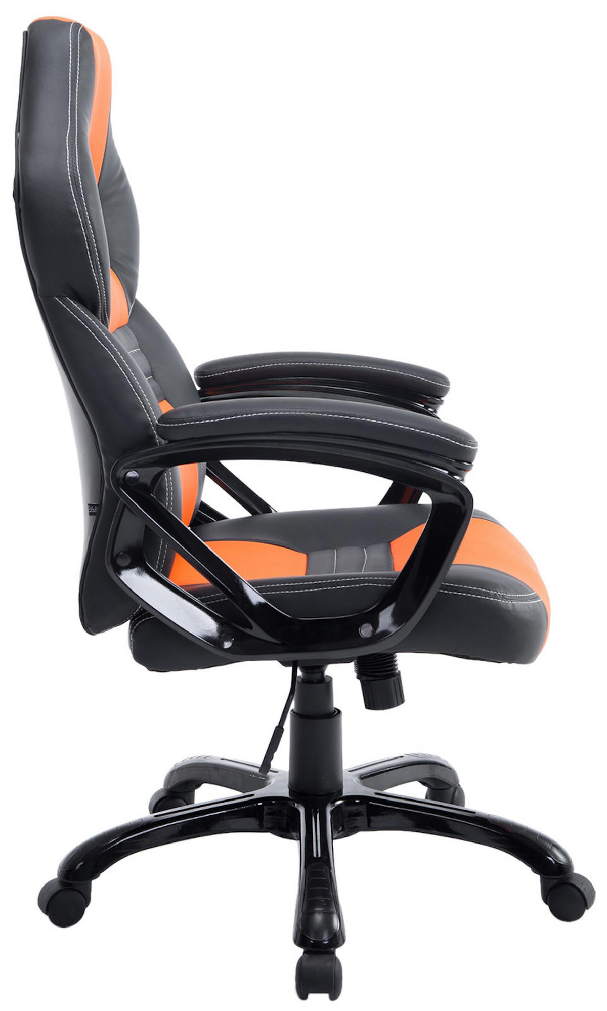 CHEFSESSEL Lederlook schwarz/orange - Schwarz/Orange, Kunststoff/Textil (65/114/70cm) - CLP