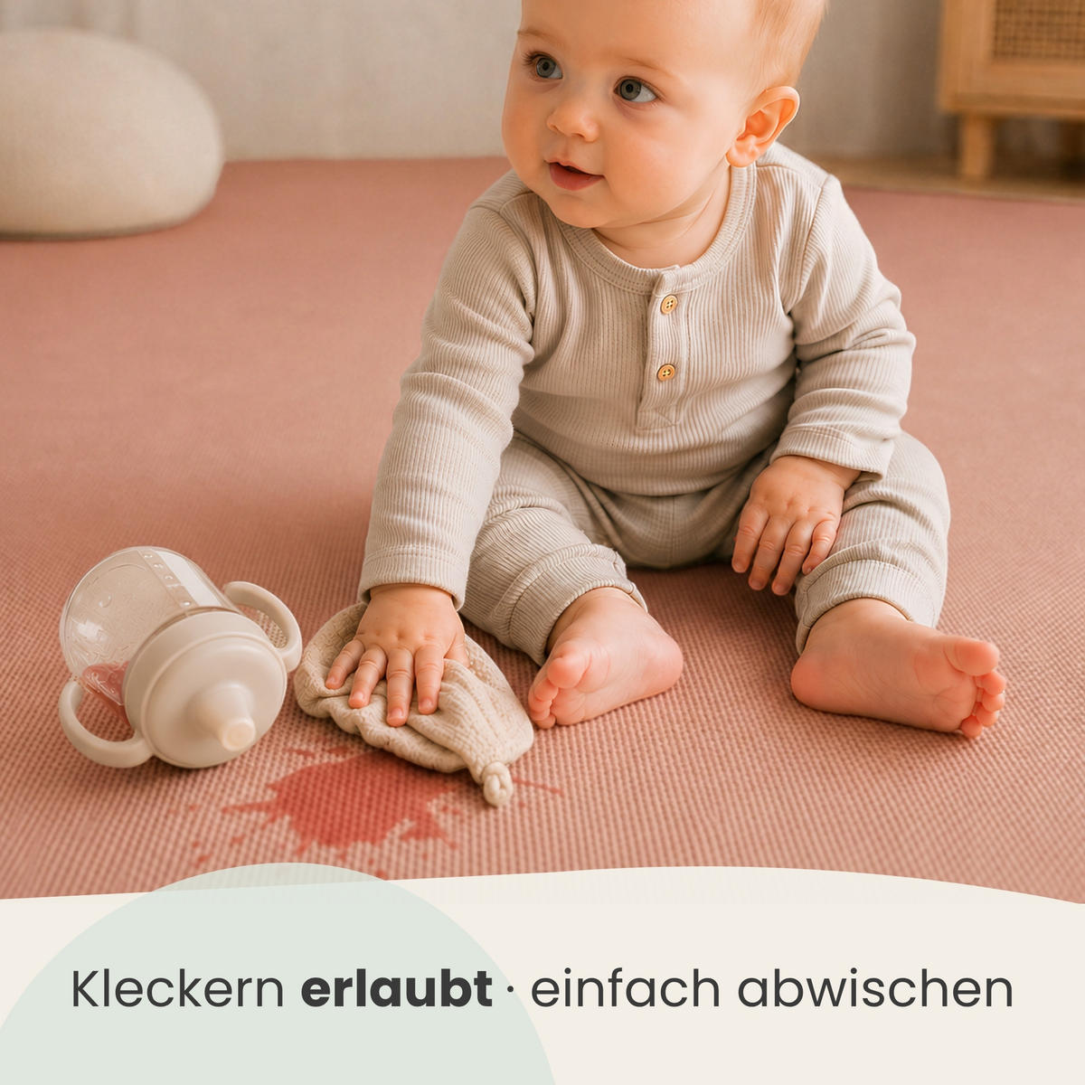 SPIELMATTE ab Null - 180/90/1 cm Puzzlematte Terrakotta - Rosa, Kunststoff (30/30cm) - Littletom
