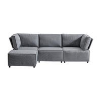 ECKSOFA mit flexibler Kombination und Leinenstoff in Hellgrau - Hellgrau, Textil (238/154cm) - EVRYAE