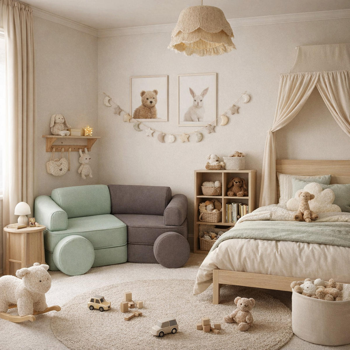 MODULARES Kindersofa 8 Elemente zweifarbig - Braun, Textil (120/50/60cm) - Bees & Blooms