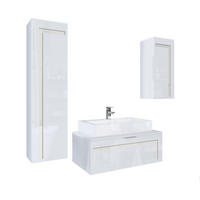 BADMÖBELSET Aloha Absetzungen in Creme Hochglanz - Creme, Holzwerkstoff (200/193/51cm) - Vladon