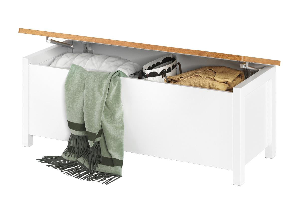 TRUHENBANK HUTTO - Weiß, Holzwerkstoff (99/39/42cm) - KONSIMO®
