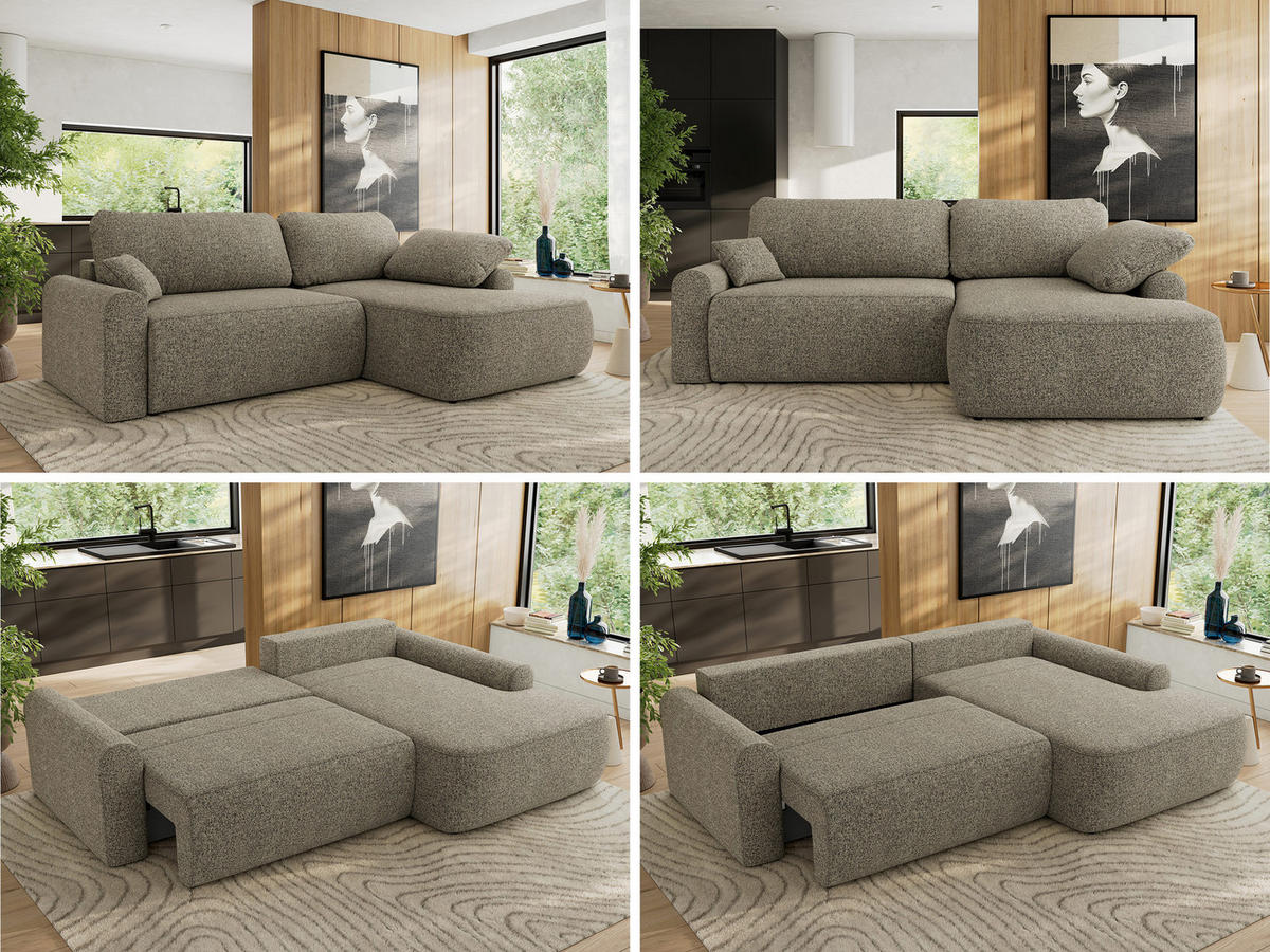 ECKSCHLAFSOFA CUBO L Grau Struktur - rechts - Schwarz/Grau, Kunststoff/Textil (187/273cm) - MKS