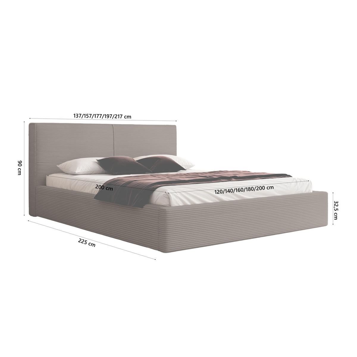 POLSTERBETT VIVELO 140x200 cm, Braun - Braun, Textil (200/140cm) - Fedve