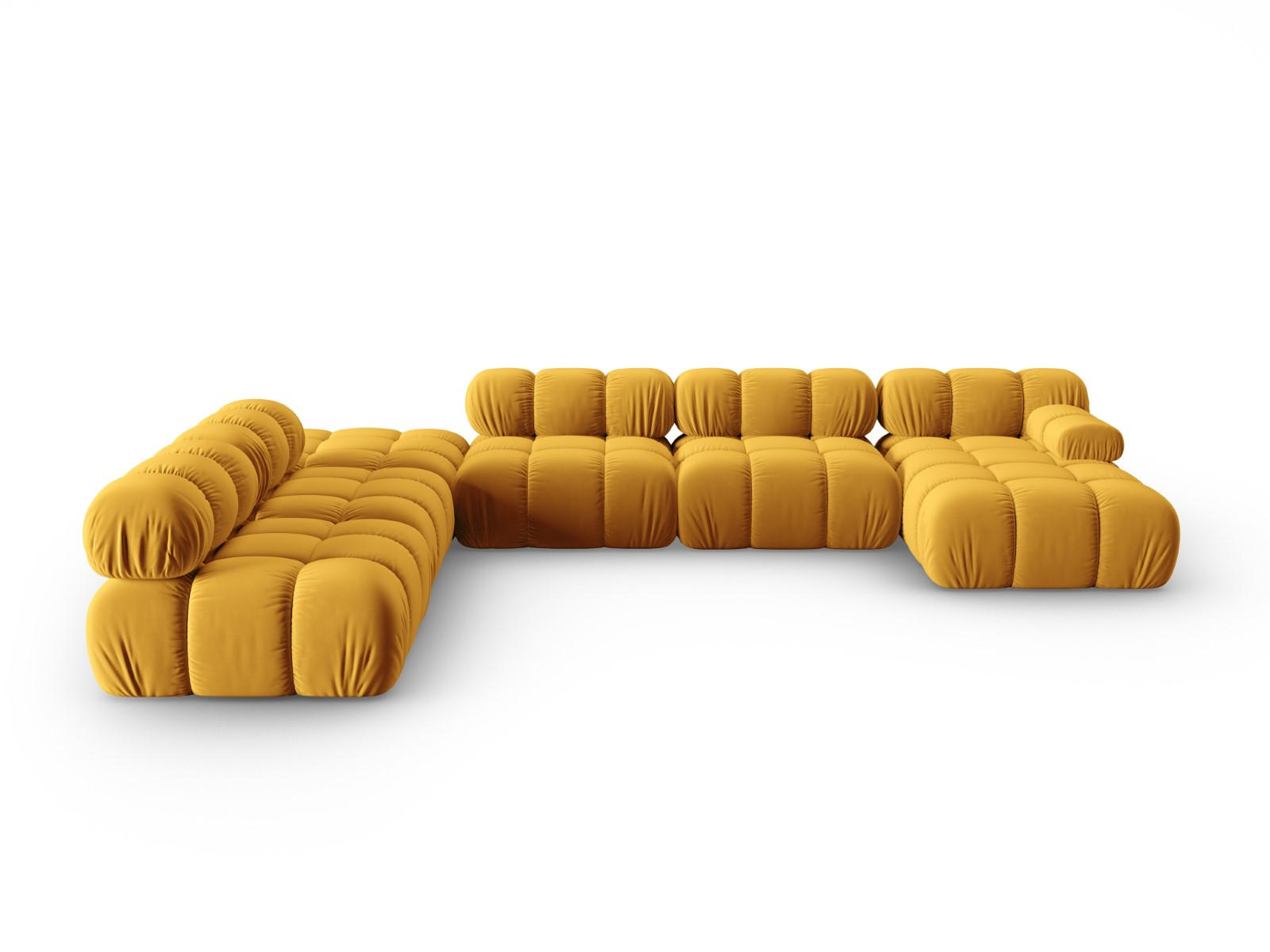 MODULARES-PANORAMASOFA links Bellis aus Samt gelb 7 Sitzplätze - Gelb, Textil (282/63/379cm) - Micadoni
