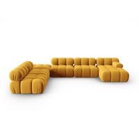 MODULARES-PANORAMASOFA links Bellis aus Samt gelb 7 Sitzplätze - Gelb, Textil (282/63/379cm) - Micadoni