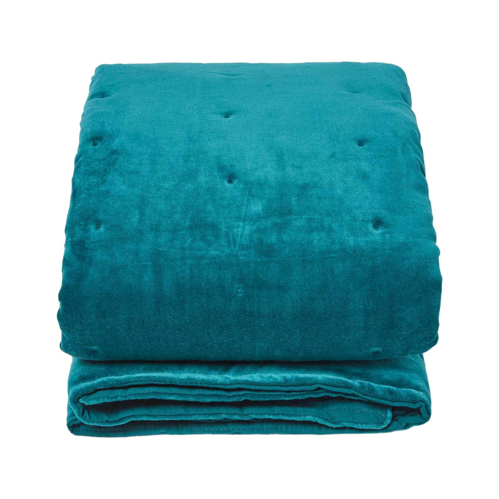 SAMT-KUSCHELDECKE 150/200 cm, Baumwolle wattiert - Petrol, Textil (150/200cm) - Homescapes