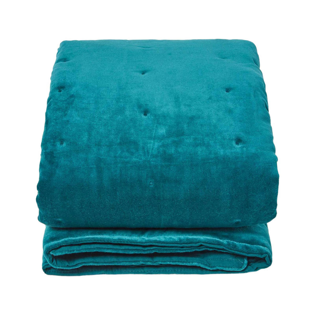 SAMT-KUSCHELDECKE 150/200 cm, Baumwolle wattiert - Petrol, Textil (150/200cm) - Homescapes