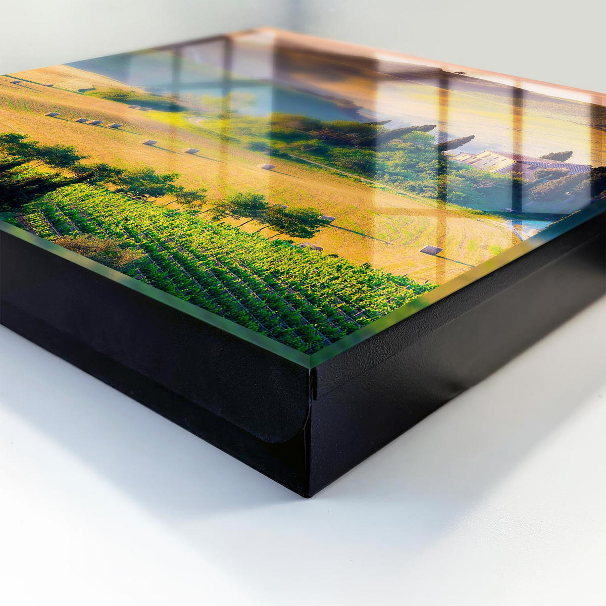 SCHLÜSSELBOX Schwarz 30x30 cm- Türöffnung nach rechts - Toskanische Idylle - Gelb, Metall (30/30/5cm) - TULUP