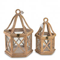 LATERNE Lokke 2er Set Beige 34x30x52 cm Holz - Beige, Holz (30/52/34cm) - Mondex