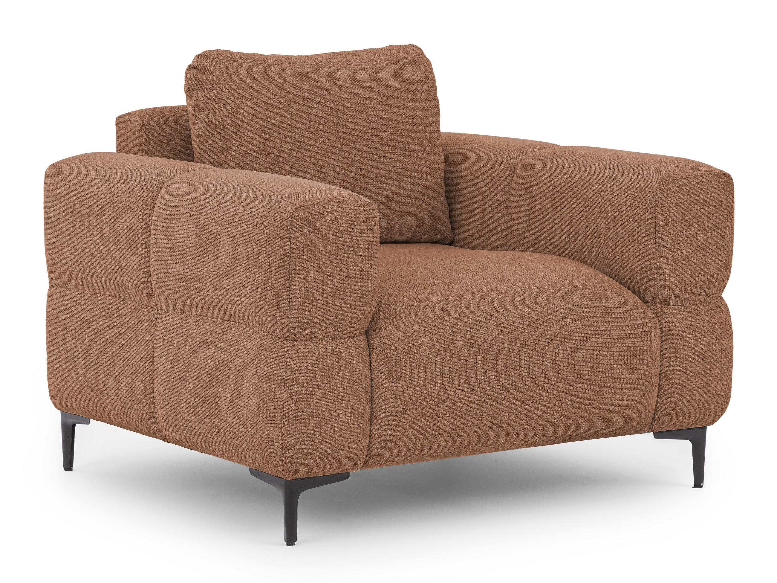 SESSEL Cardea in Bubble-Optik aus weichem Terrakotta Strukturstoff mit hohem Sitzkomfort - Terracotta/Schwarz, Holz/Textil (102/80/97cm) - S-Style Möbel