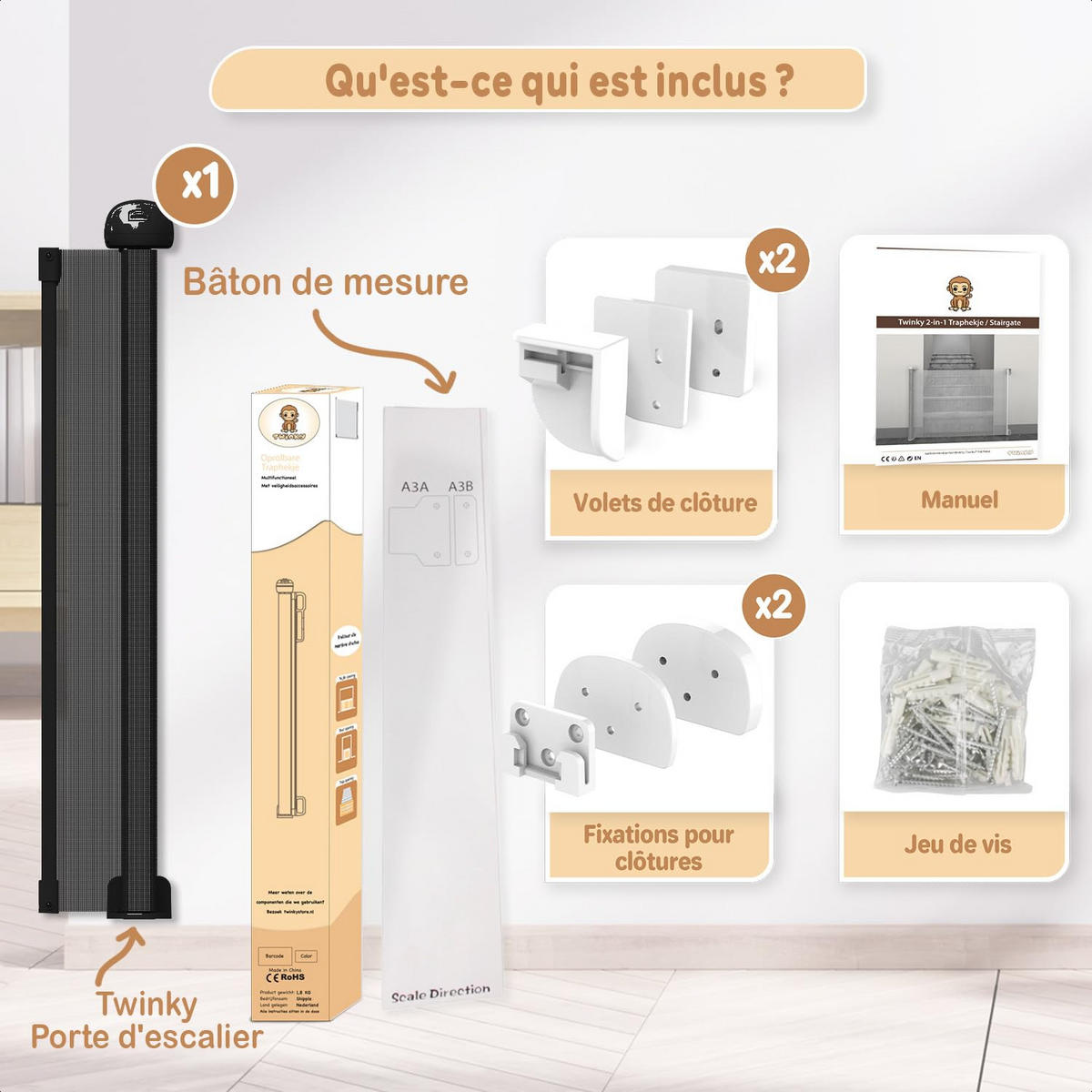 TREPPENSCHUTZGITTER Rollbares Türgitter 80 x 130 cm Schwarz - Schwarz, Kunststoff (130/4cm) - Twinky