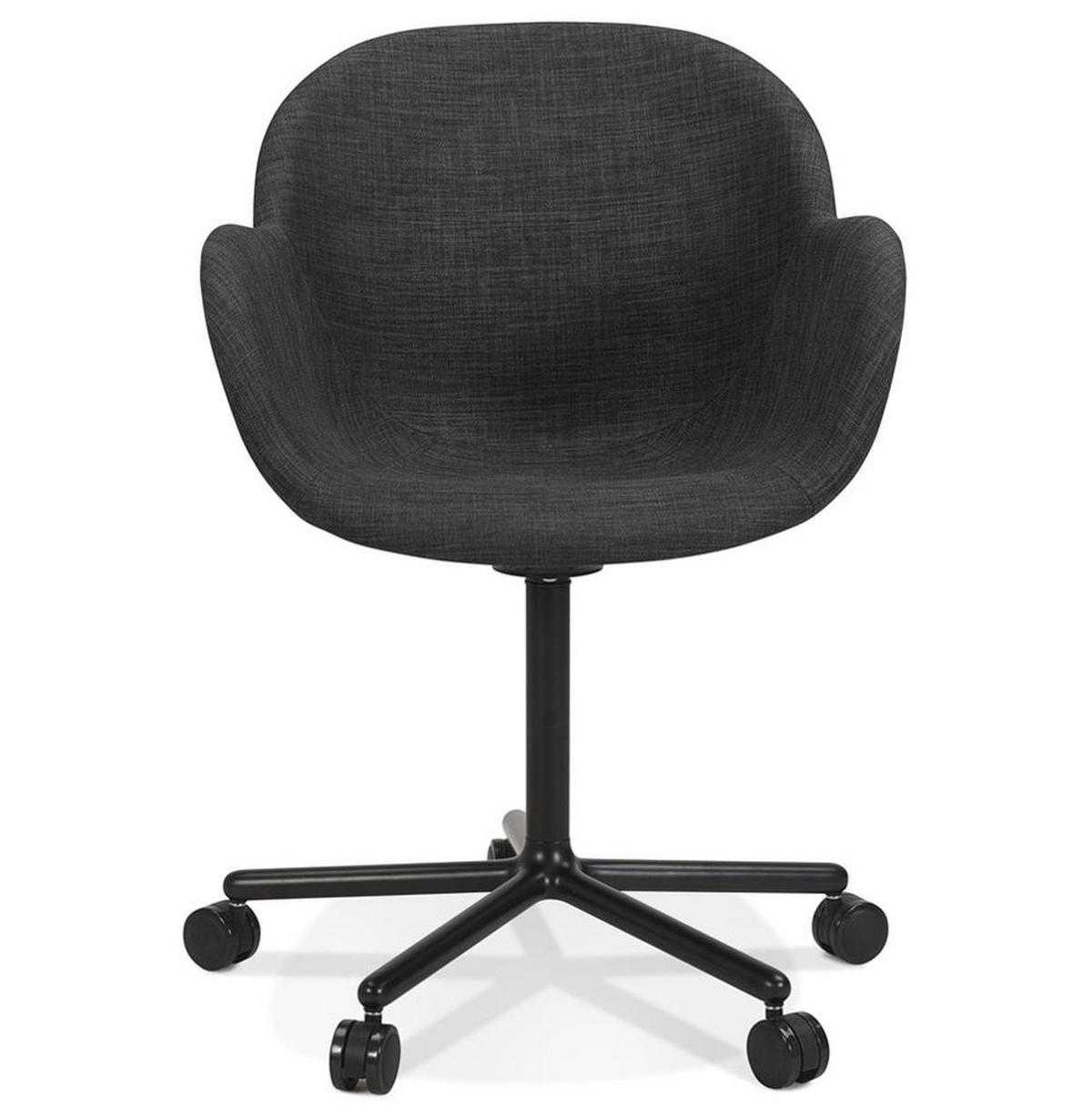 BÜRODREHSTUHL Stoff mit ergonomischer Form und 360° Drehfunktion VENIXA, Anthrazit 59x59x85 cm - Anthrazit/Schwarz, Textil/Metall (59/85/59cm) - KADIMA DESIGN