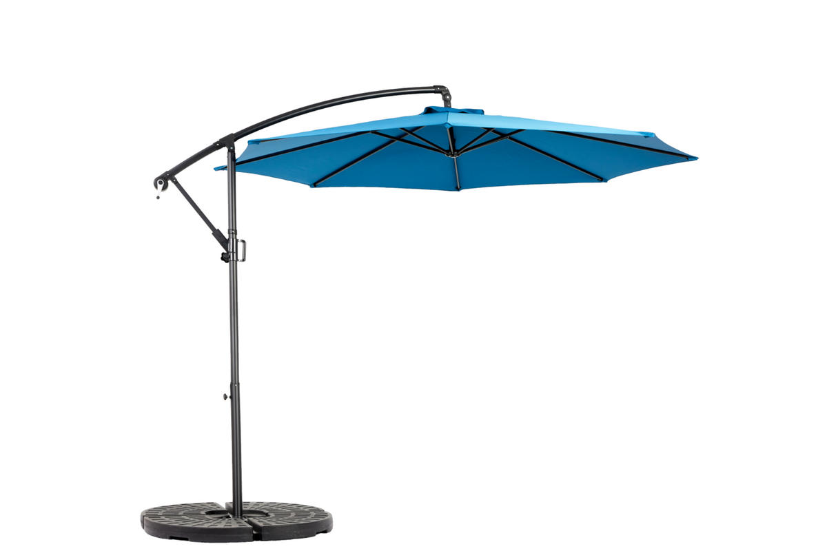 AMPELSCHIRM aus Stahl 294x294x250 cm in Dunkelblau mit Kurbel & Neigefunktion - Dunkelblau, Metall (294/294cm) - Modfu