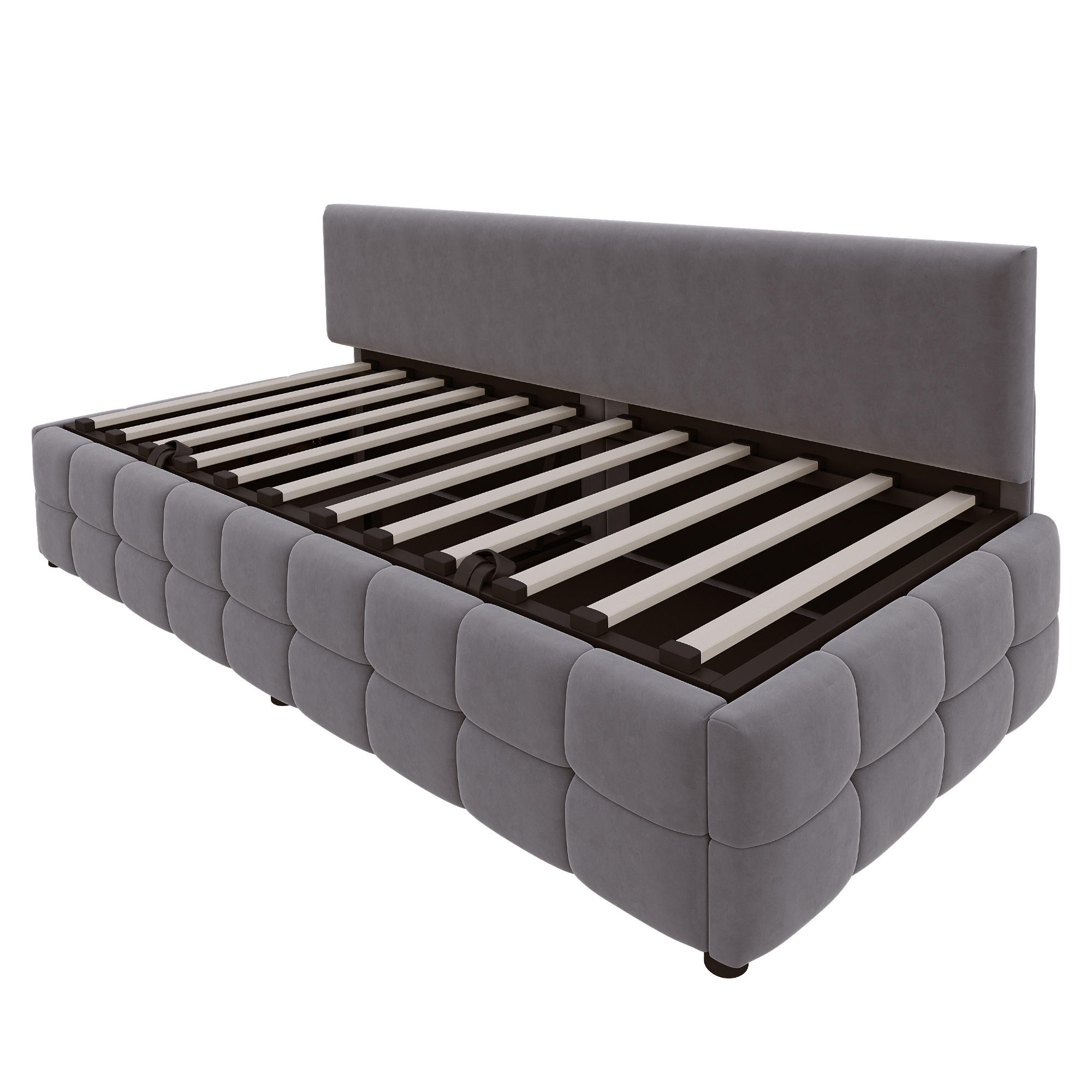 STAURRAUMBETT 90/200 cm DE-02104, in Dunkelgrau, mit Sofafunktion und Hydraulik - Dunkelgrau, Metall (90/200cm) - ComfortXL