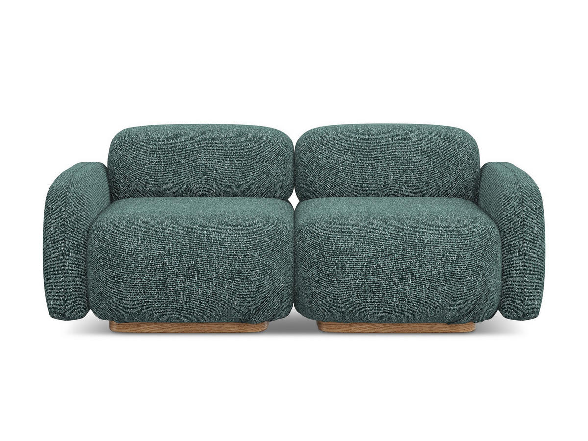 3-SITZER SOFA Strukturstoff Stoff Blau - Blau/Blaugrau, Holz/Textil (190/73/95cm) - Makamii