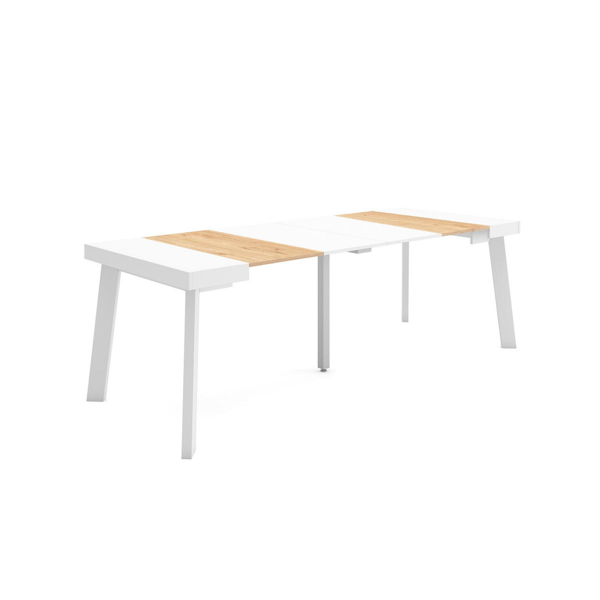 KONSOLENTISCH ausziehbar 58 bis 222cm, für 10 Gäste, eiche weiß, 90/58/73cm - Eichefarben/Multicolor, Holzwerkstoff (90/222/73cm) - Skraut Home