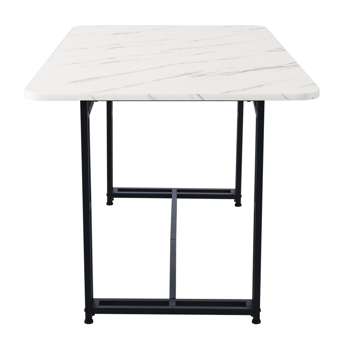 ESSTISCH aus MDF 120x70x74 cm Schwarz/Weiß mit schwarzen Metallbeinen im modernen Design - Weiß, Holzwerkstoff (120/70/74cm) - Modfu