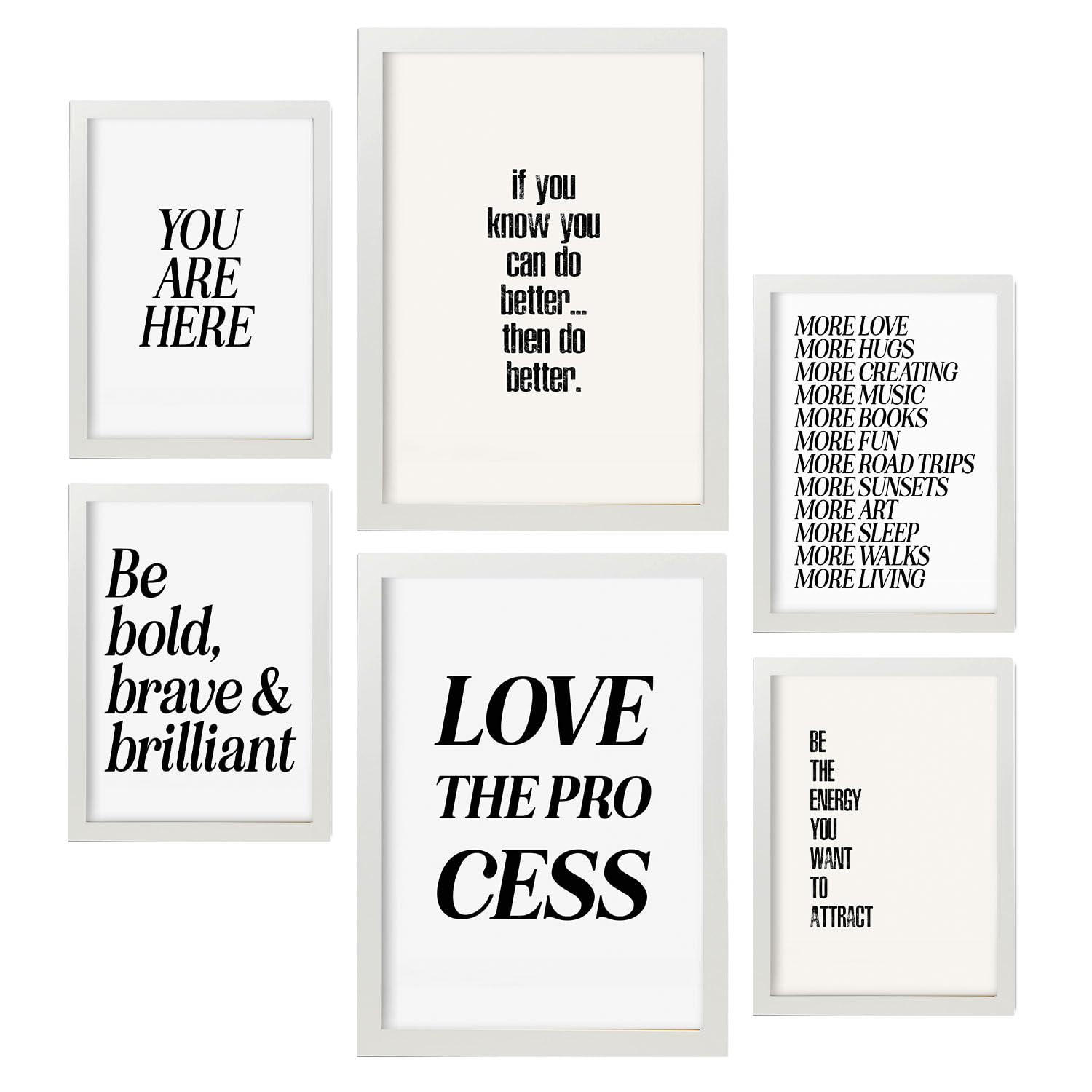 POSTER Set Mit 6 Ermordung Von Zitat In Vielseitiger A3 & A4 Weißer Rahmen - Weiß, Papier (29/3cm) - Nacnic