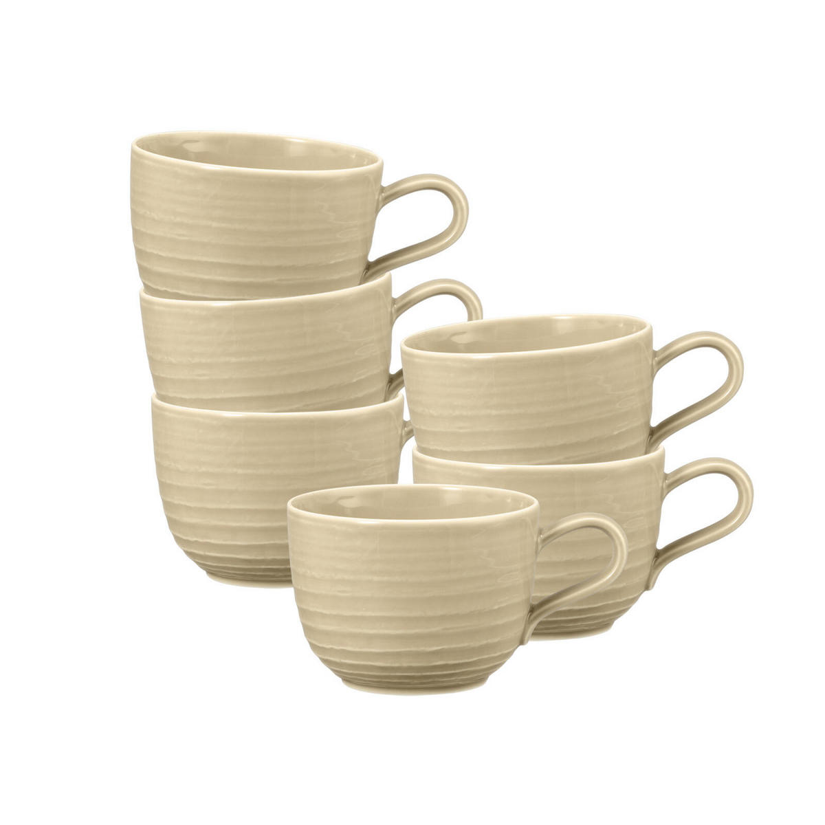 KAFFEETASSEN Terra Sandbeige 260 ml 6er Set - Beige, Keramik (0.26L) - Seltmann Weiden